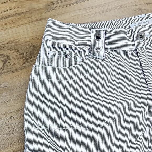 🔹️Christopher & Banks Gray Striped Seersucker Cropped Pants Size 6/28 - Picture 7 of 11